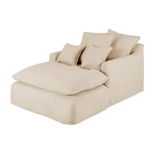 Fauteuil en coton et lin couleur beige de 115x170cm Hauteur: 73 Longueur: 170 Largeur: 115