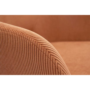 Chaises en tissu velours côtelé terre brûlée et métal noir (lot de 2) LAURETTE