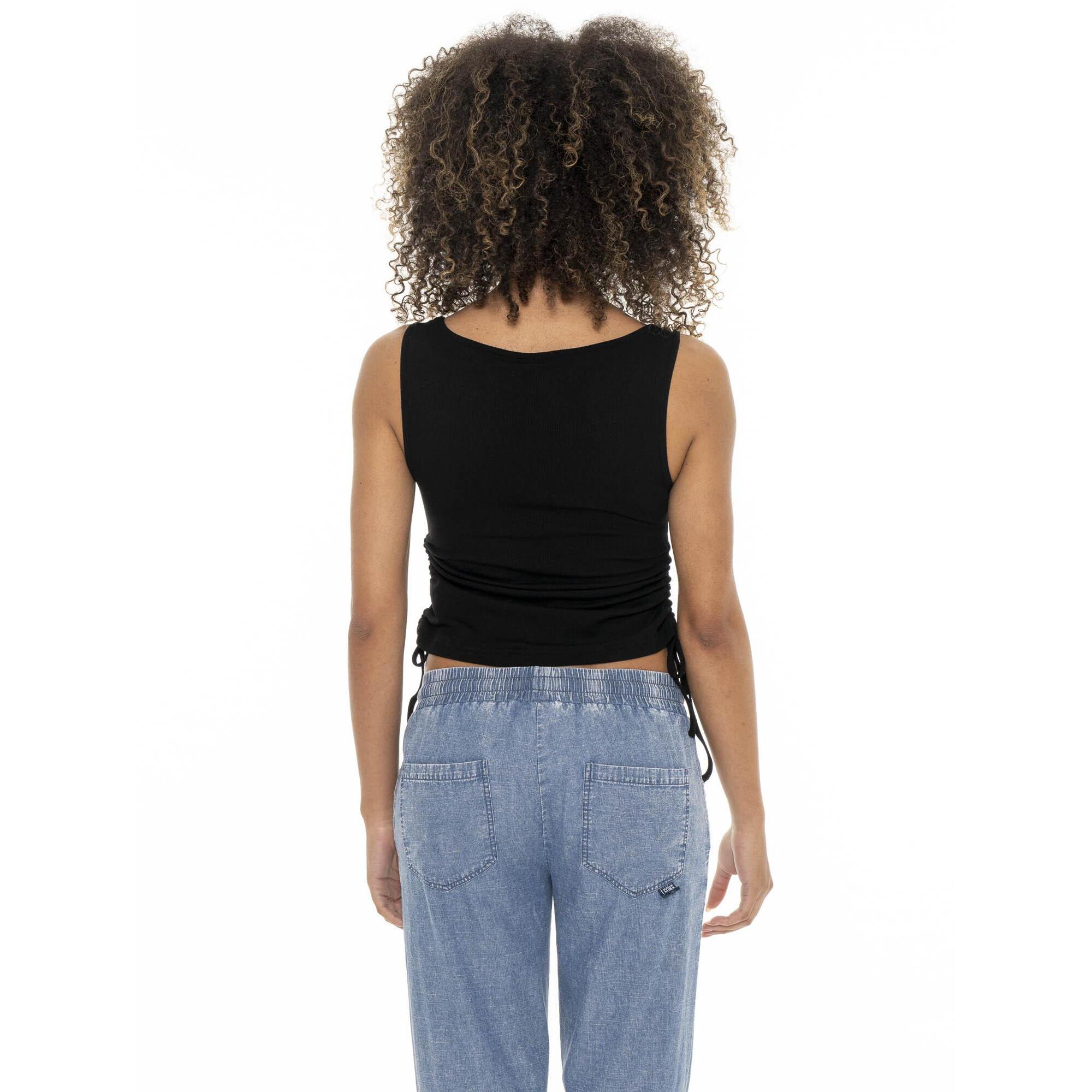 Camiseta de tirantes de mujer de canalé con cordones Leone Fancy Stripes