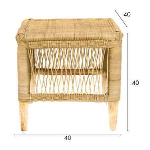 MEUBLED'APPOINT EN ROTIN NATUREL TISSÉ A LA MAIN 40X40X40 ZOMBA