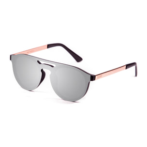 Gafas de sol OCEAN SAN MARINO - Negro mate con patillas de metal dorado y / Planas de espejo plateado