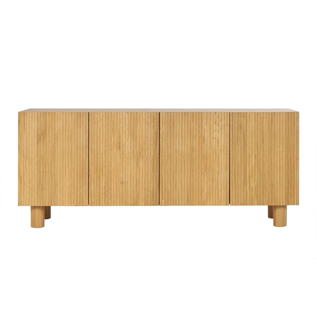 Buffet design en bois clair chêne massif gravé 4 portes L180 cm GOSHI