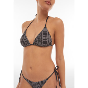 Top bikini a triangolo con logo all over