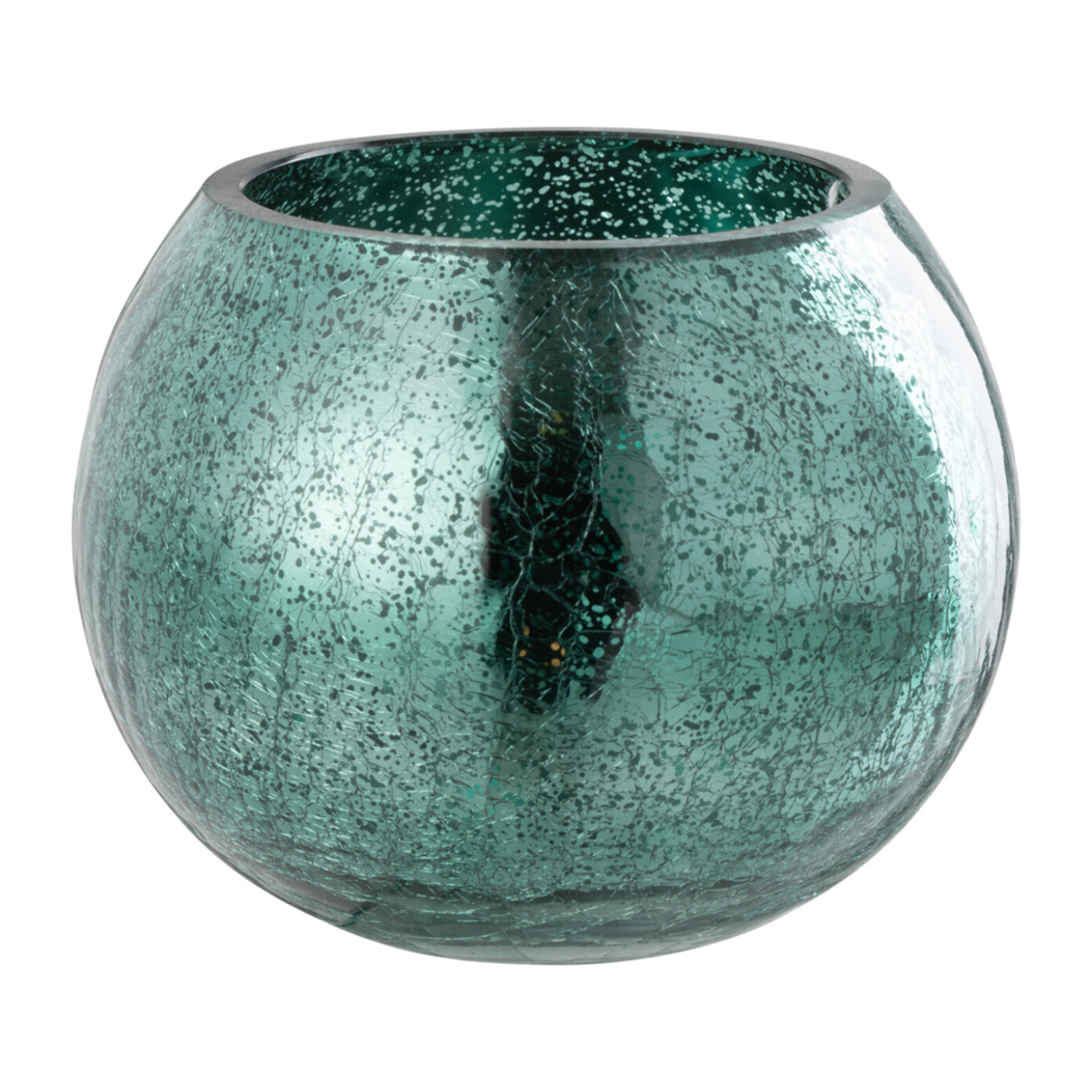 J-Line bougeoir Boule craquelé - verre - vert d'eau - medium