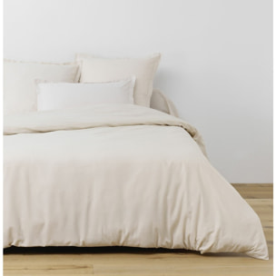 Parure De Drap 3Pcs Drap Housse 90x190cm 100% Coton 57fils/cm2 Beige