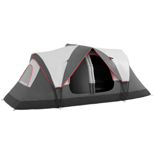 Tente de camping familiale 6-8 pers. double toit étanche 2 000 mm moustiquaire sac de tranport gris