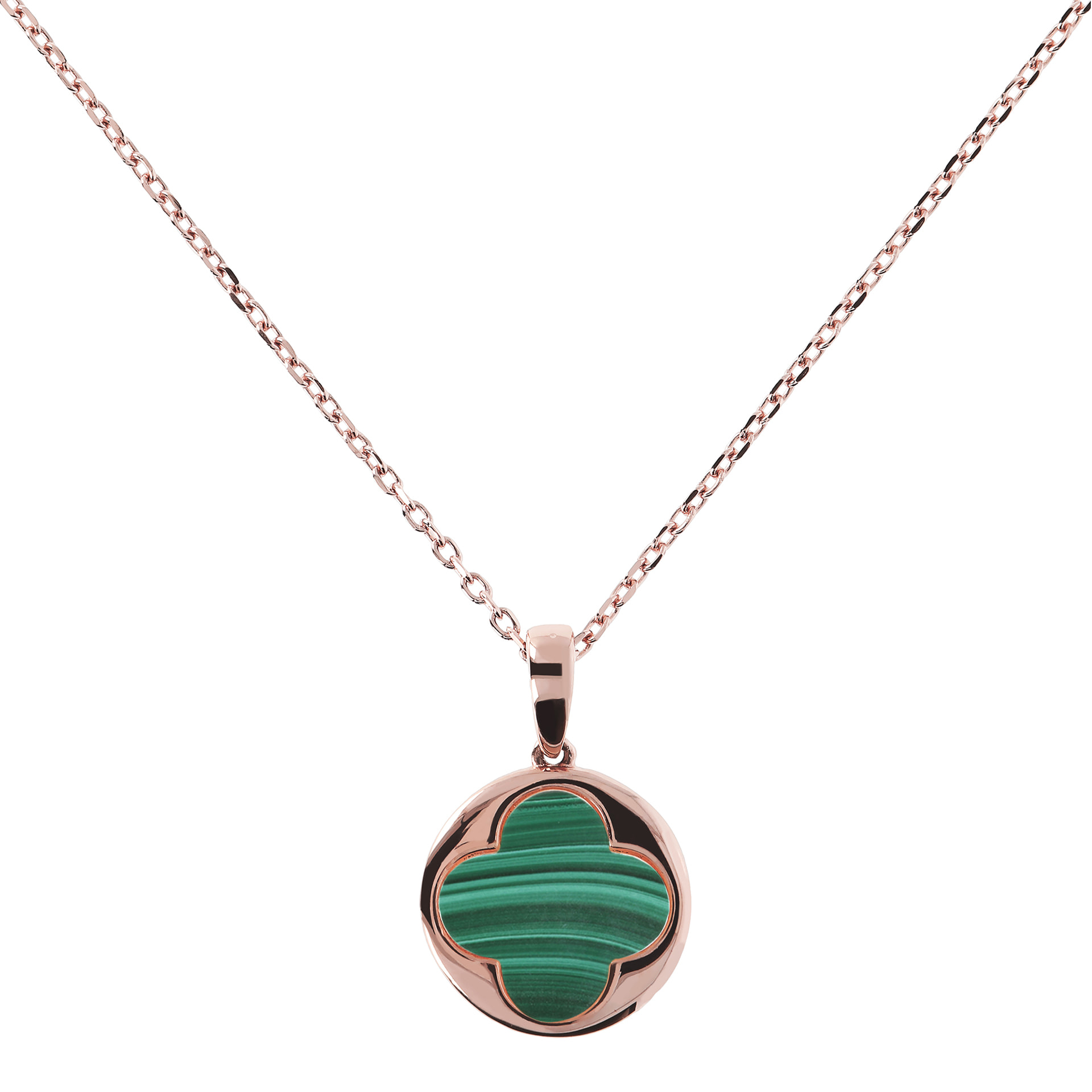 Collana con Quadrifoglio Grande in Pietra Naturale Malachite