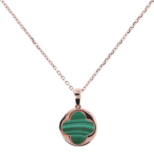 Collana con Quadrifoglio Grande in Pietra Naturale Malachite