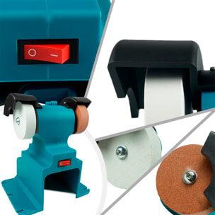 Amoladora industrial de banco de 21V. Incluye dos baterías de 7500mAh.