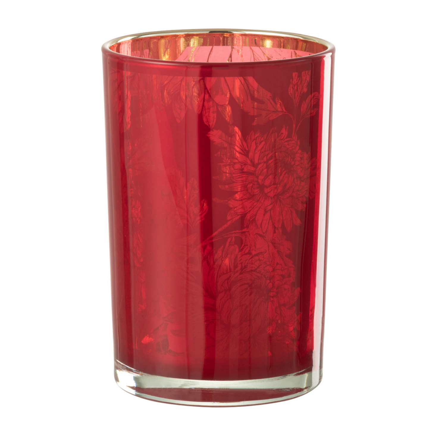 J-Line photophore Fleurs - verre - rouge - large