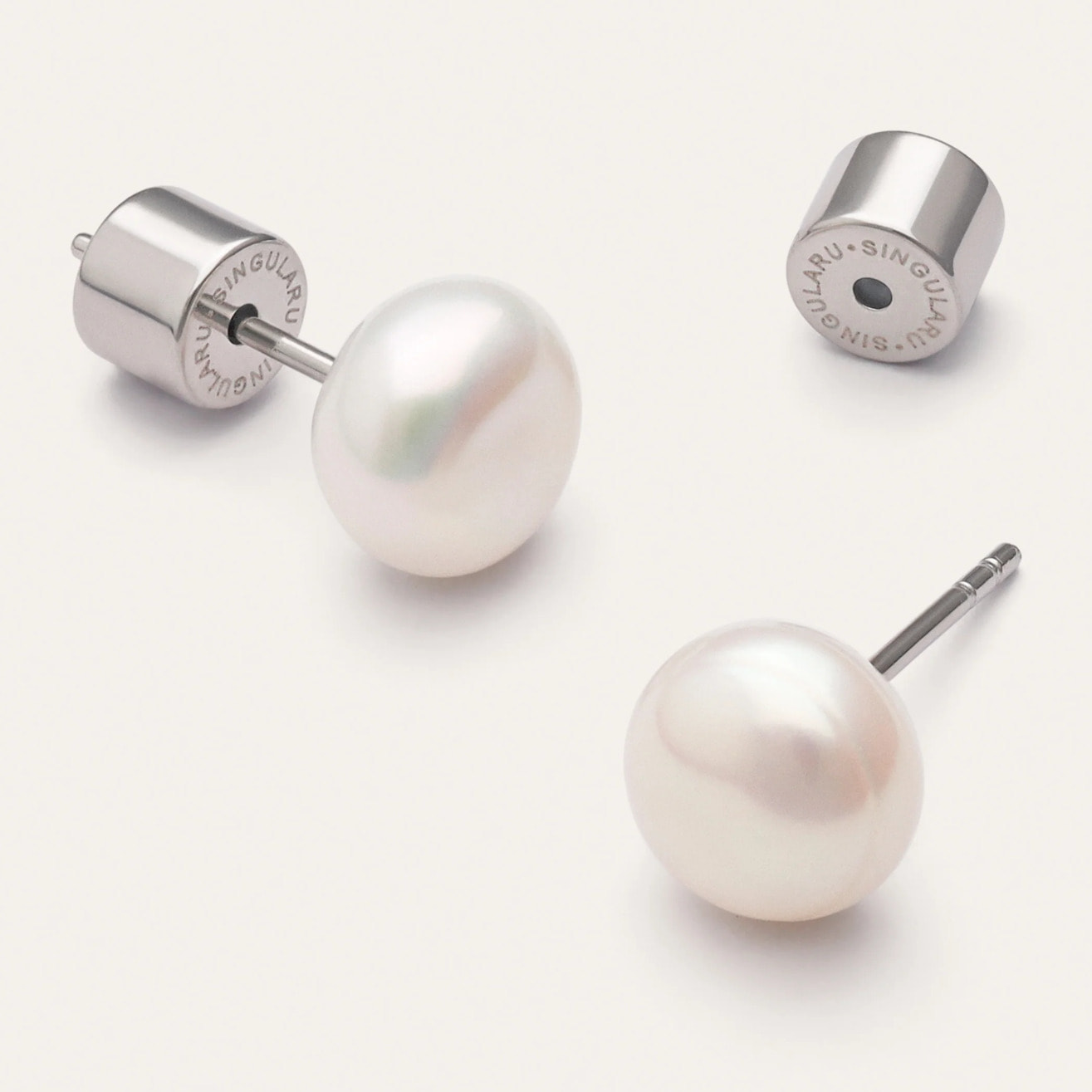 Pendientes Single Pearl Acero