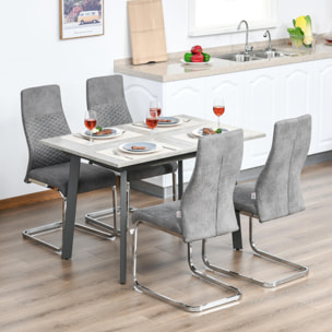 HOMCOM Set de 4 Sillas de Comedor Tapizadas en Terciopelo con Asiento Acolchado y Patas de Metal Sillas Cantilever Modernas 45x61x98 cm Gris