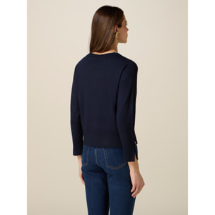 Oltre - Jersey mezcla viscosa con botones joya - Azul