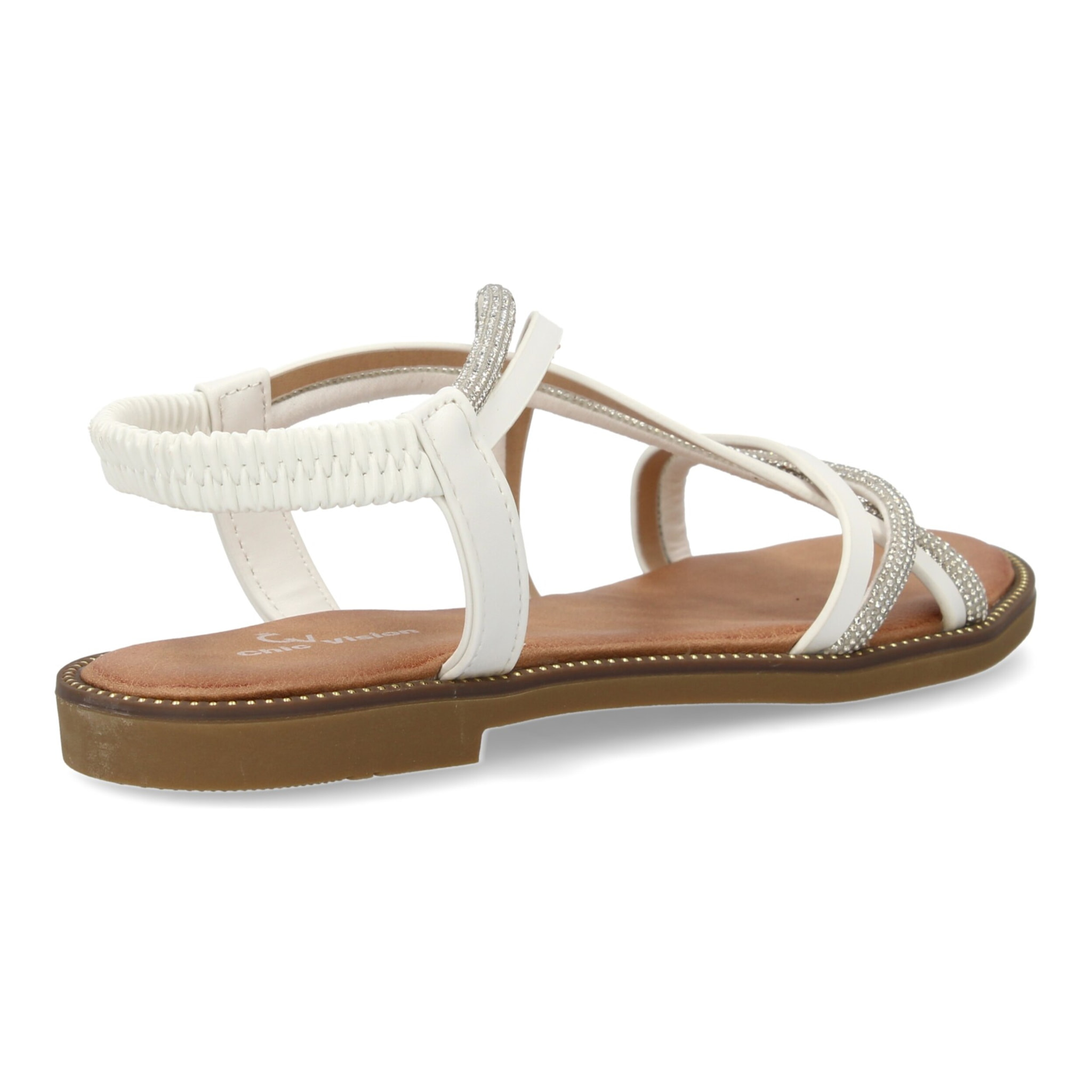 Sandalias planas para mujer, comodas elegantes con brillantes, diseño moderno