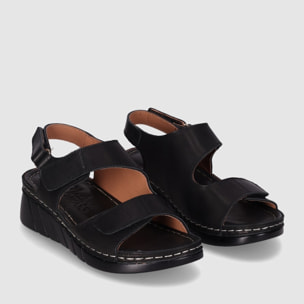 Sandalias de Piel - Negro - Tacón: 3 cm