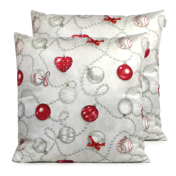 Lot de 2 housses de coussin en velour de Noël XMAS DAYS 60x60 cm
