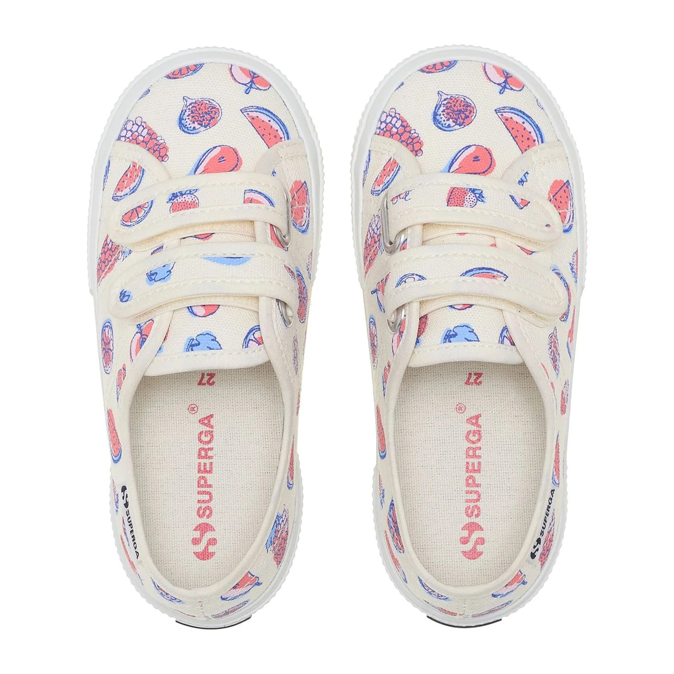Le Superga Bambino/a Bianco 3750 Kids Straps Fruit Print Leggera