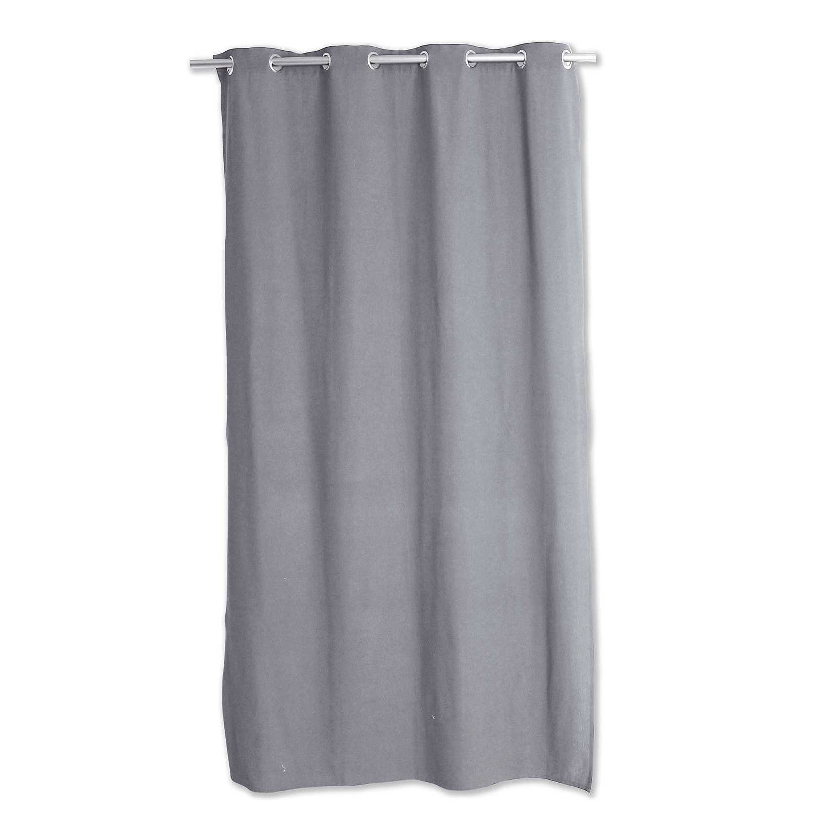 Rideau en coton recyclé  - Effet chiné - Gris clair