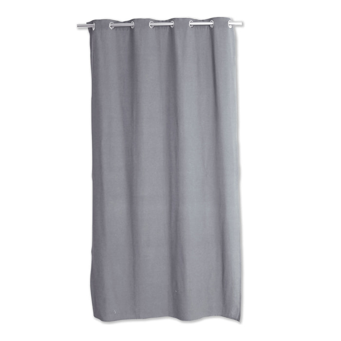 Rideau en coton recyclé  - Effet chiné - Gris clair