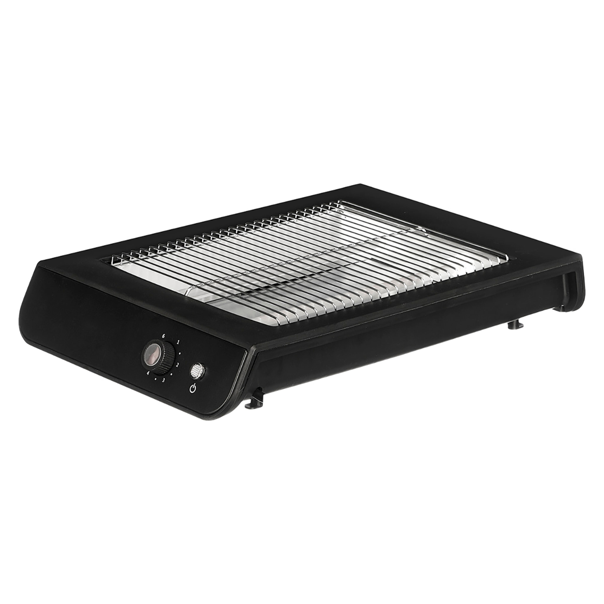 Tostador rectangular plano negro de 600W. Con temporizador