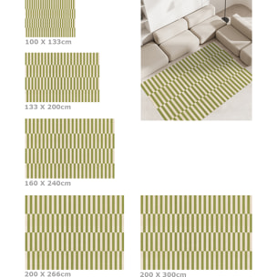 Alfombra de vinilo Dynamic Verde Oliva 133x200 cm -PVC antideslizante, vinilica para cocina o salón, lavable, estilo abstracto