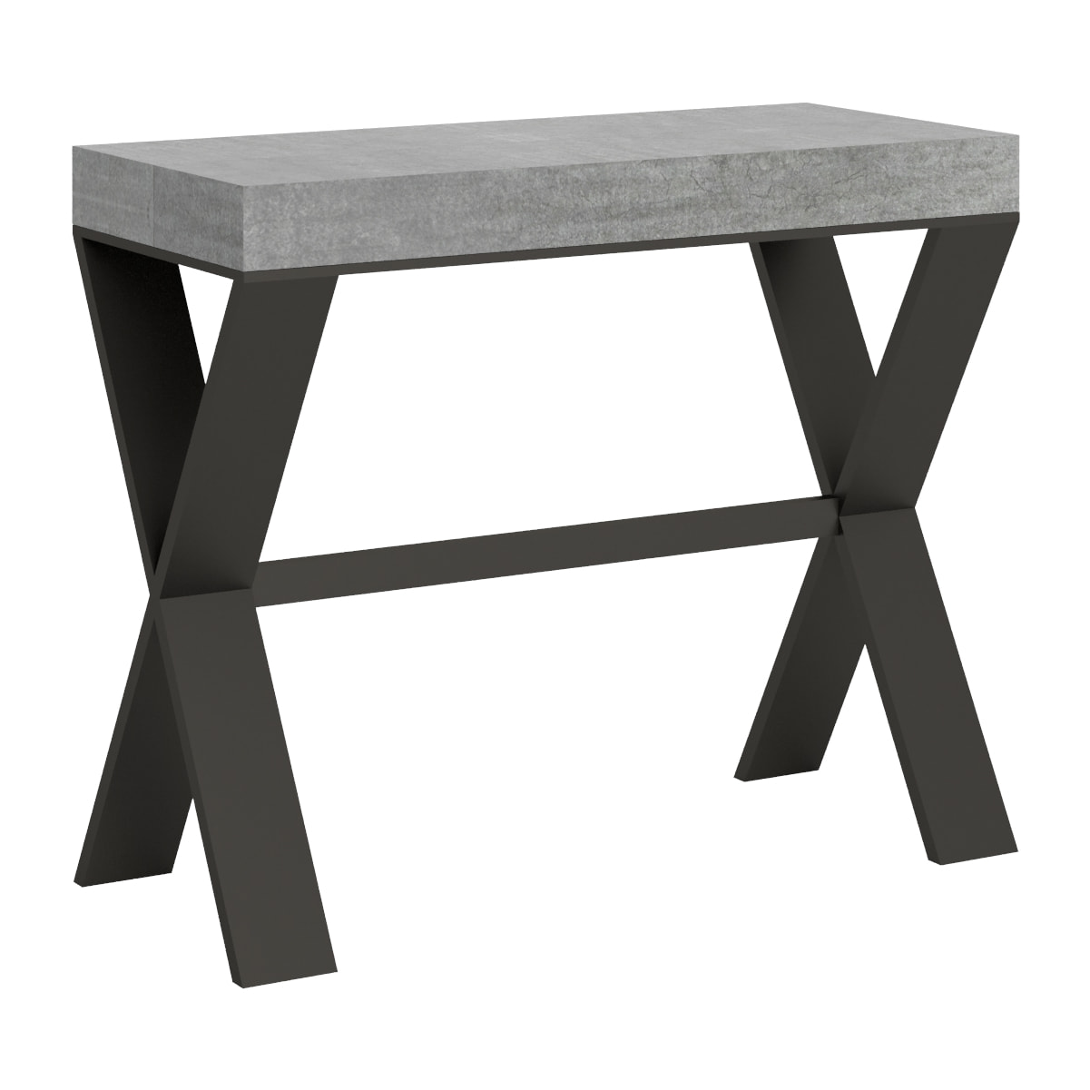 Console extensible 90x40/196 cm Xenia Small Gris Béton cadre Anthracite