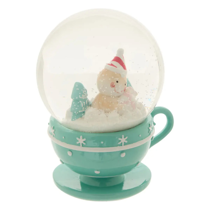 BOULE NEIGE MUG VERT 100MM
