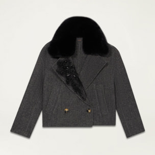 Oltre - Cappotto corto con patch gioiello - Grigio