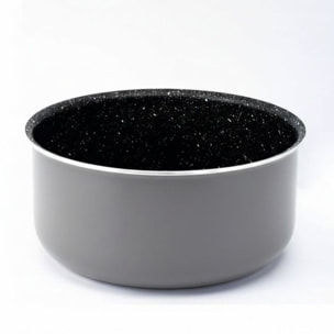 Batterie de cuisine revêtement pierre avec manche amovible 17 pièces carbonne Herzberg HG8055-CAR