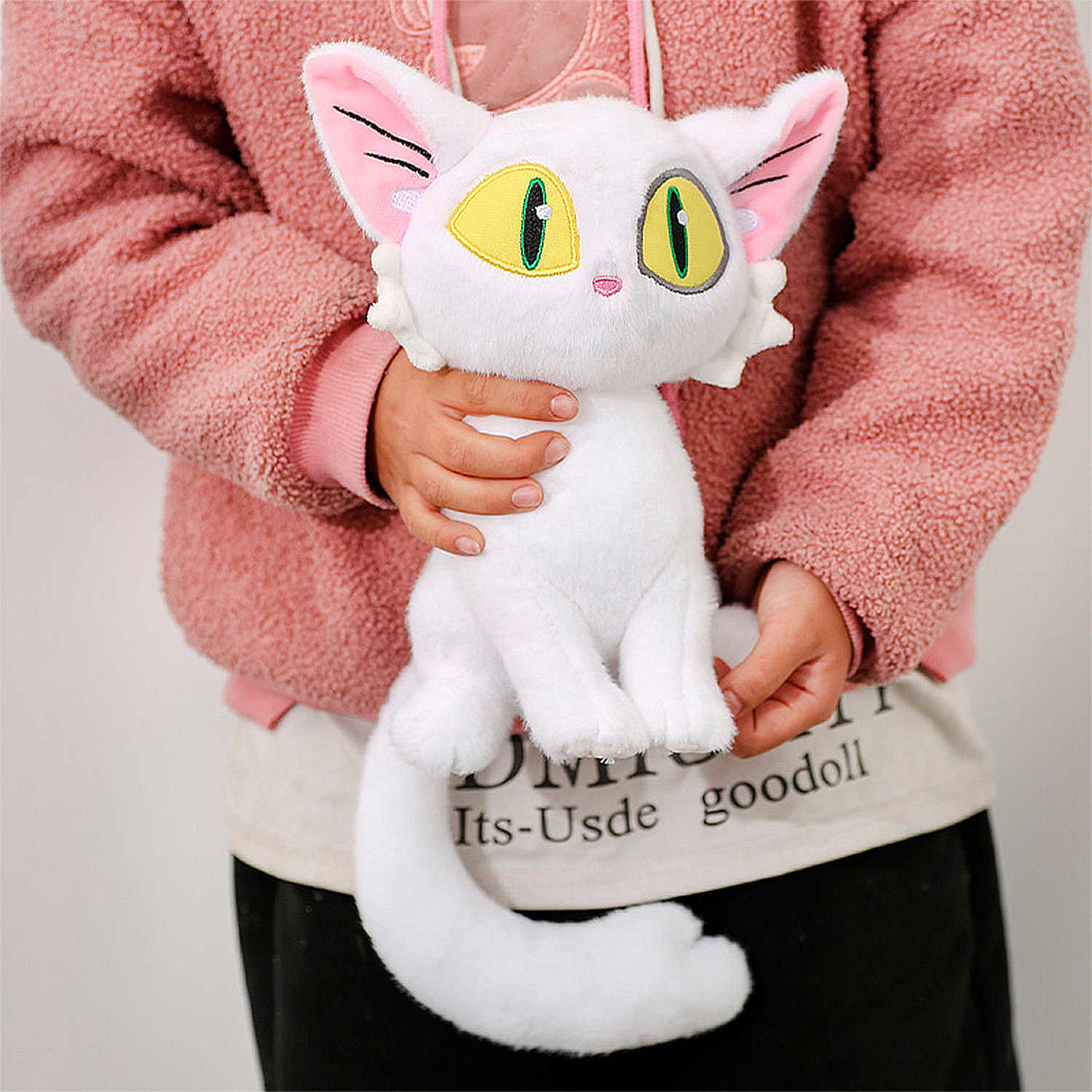 Peluche extra morbido e soffice. Design gattino bianco. 25 cm.