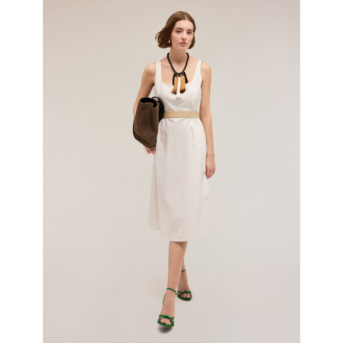 Motivi - Vestido midi de popelina - Blanco