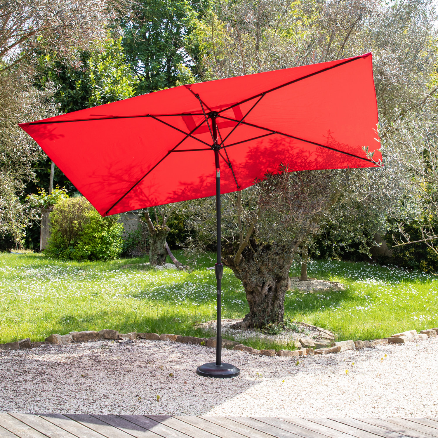 Parasol droit HAPUNA rectangulaire - Rouge