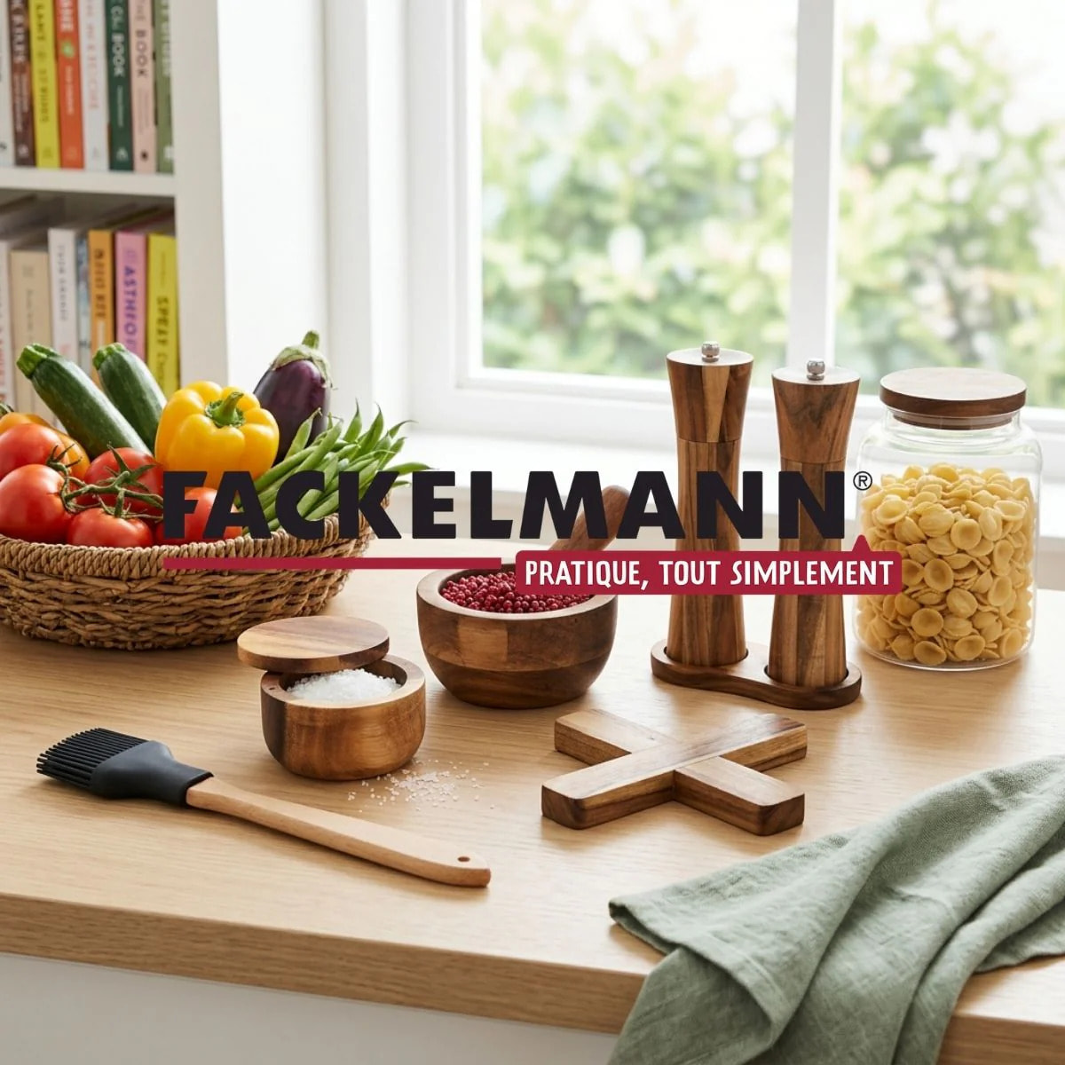 Pince Alimentaire 22,8 cm en Bois et silicone Noir Fackelmann Acacia