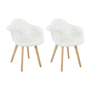 Fauteuil Scandinave Patchwork Blanc - Lot De 2