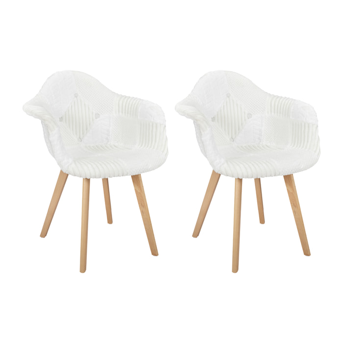 Fauteuil Scandinave Patchwork Blanc - Lot De 2