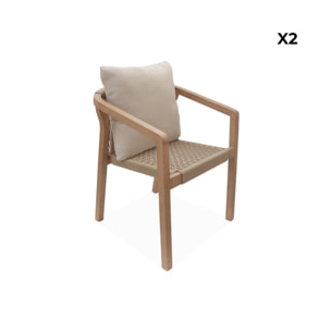 Chaise de jardin empilable bois d'eucalyptus et cordes (lot de 2) CALAMA