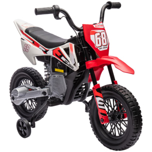 Moto Eléctrica para Niños de +3 Años, Moto Eléctrica Infantil con Batería 12V, Música, Velocidad 2,4-5 km/h y Ruedas Auxiliares Desmontables, Carga 30 kg, Rojo