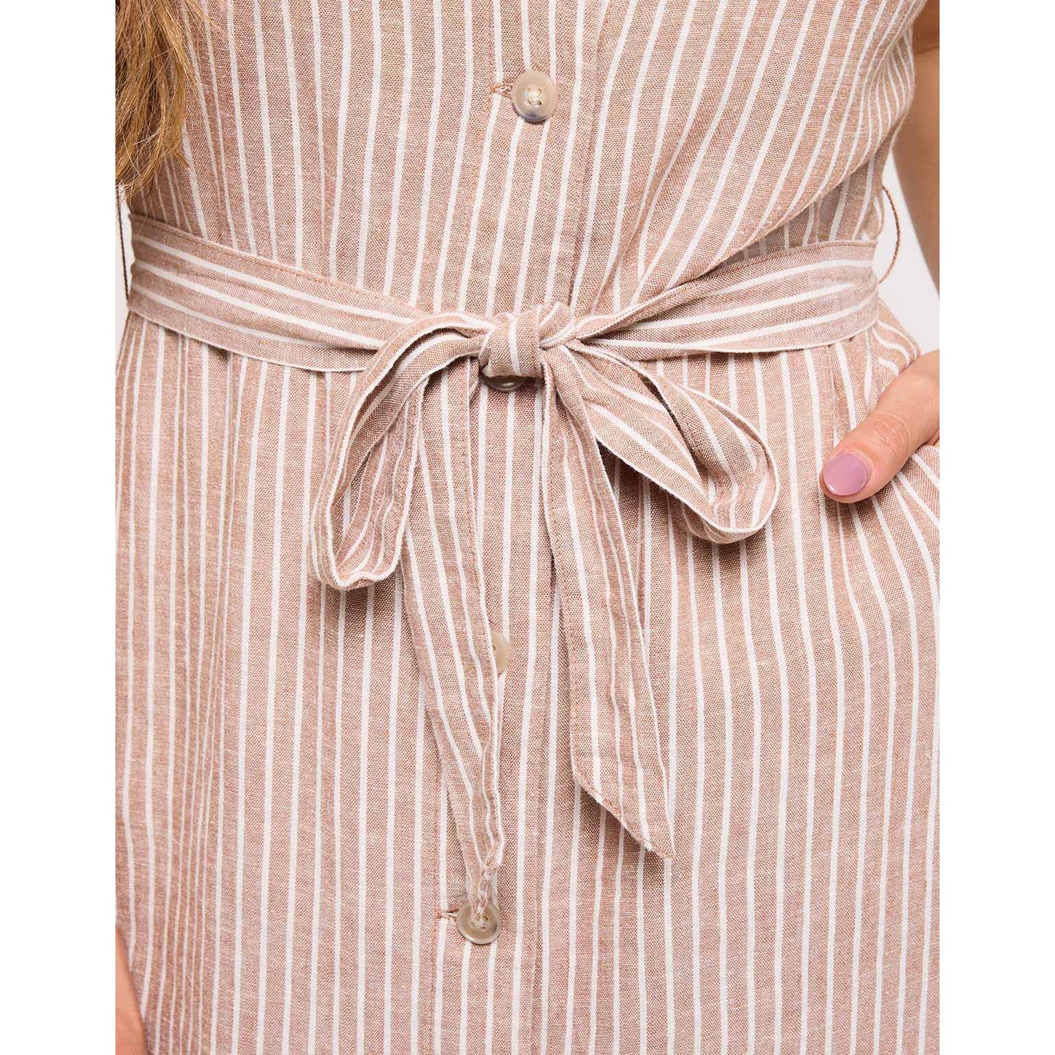 Vestido Midi Marrón - Coffee Stripe