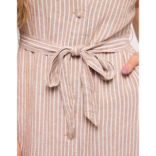 Vestido Midi Marrón - Coffee Stripe