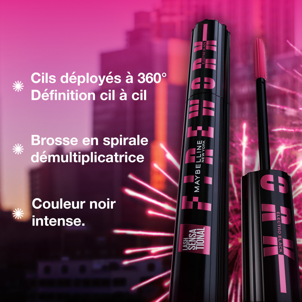 Maybelline New York Mascara Cils Sensational Firework Electro Black Effet Cils Déployés à 360°