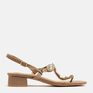 Sandalo basso infradito con gioiello - TORTORA