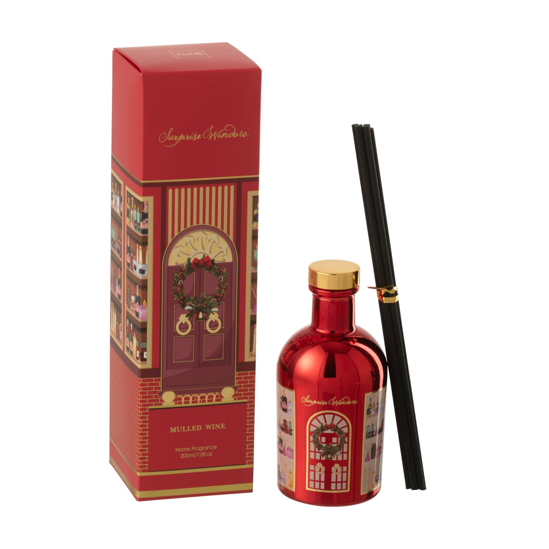 J-Line bâtonnets parfumés Surprise Window - Mulled Wine - verre - rouge