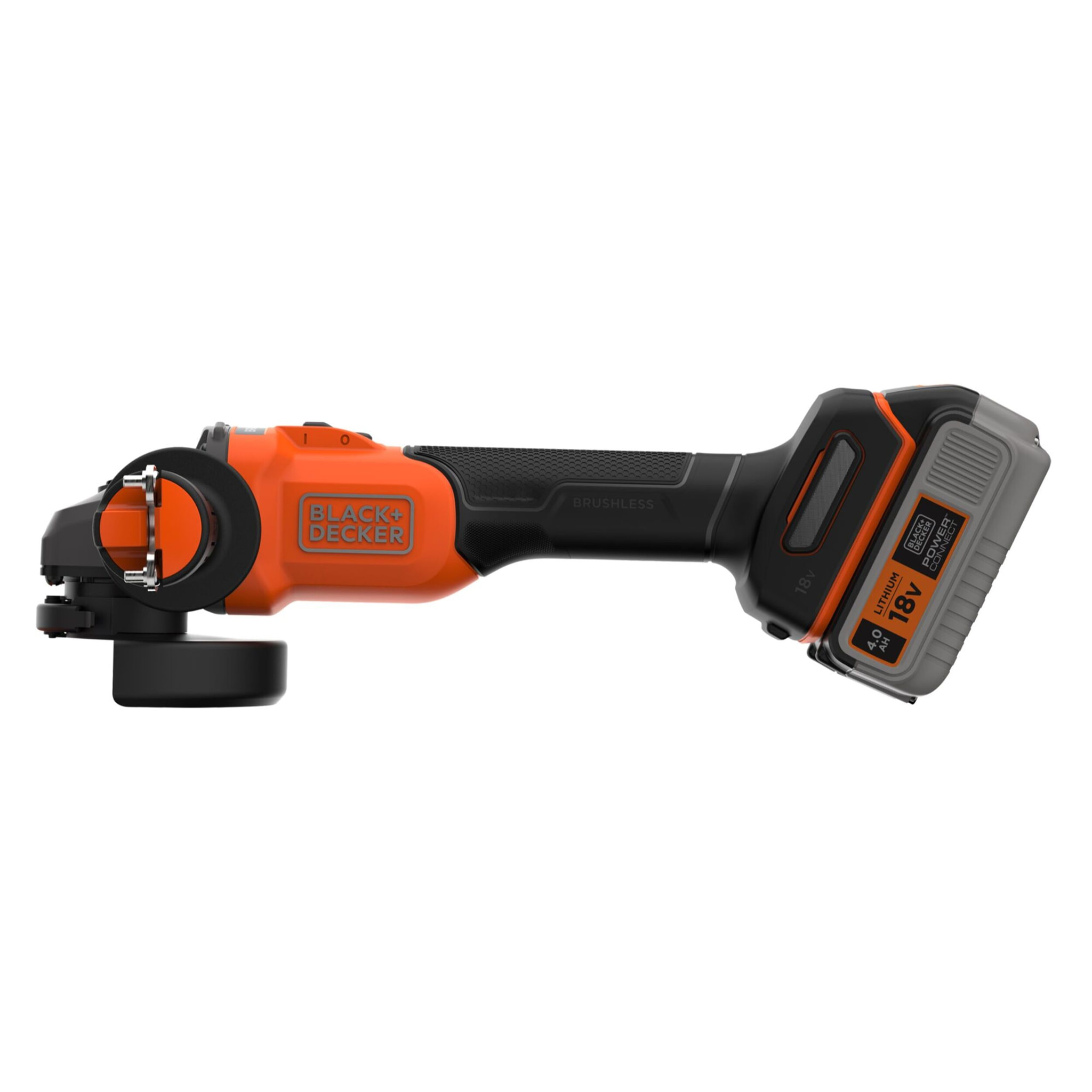 Meuleuse BRUSHLESS 18V - 7600 trs/min, 115 mm, 1 batterie 4Ah, 1 chargeur 1A, 3 disques, 1 sac de transport