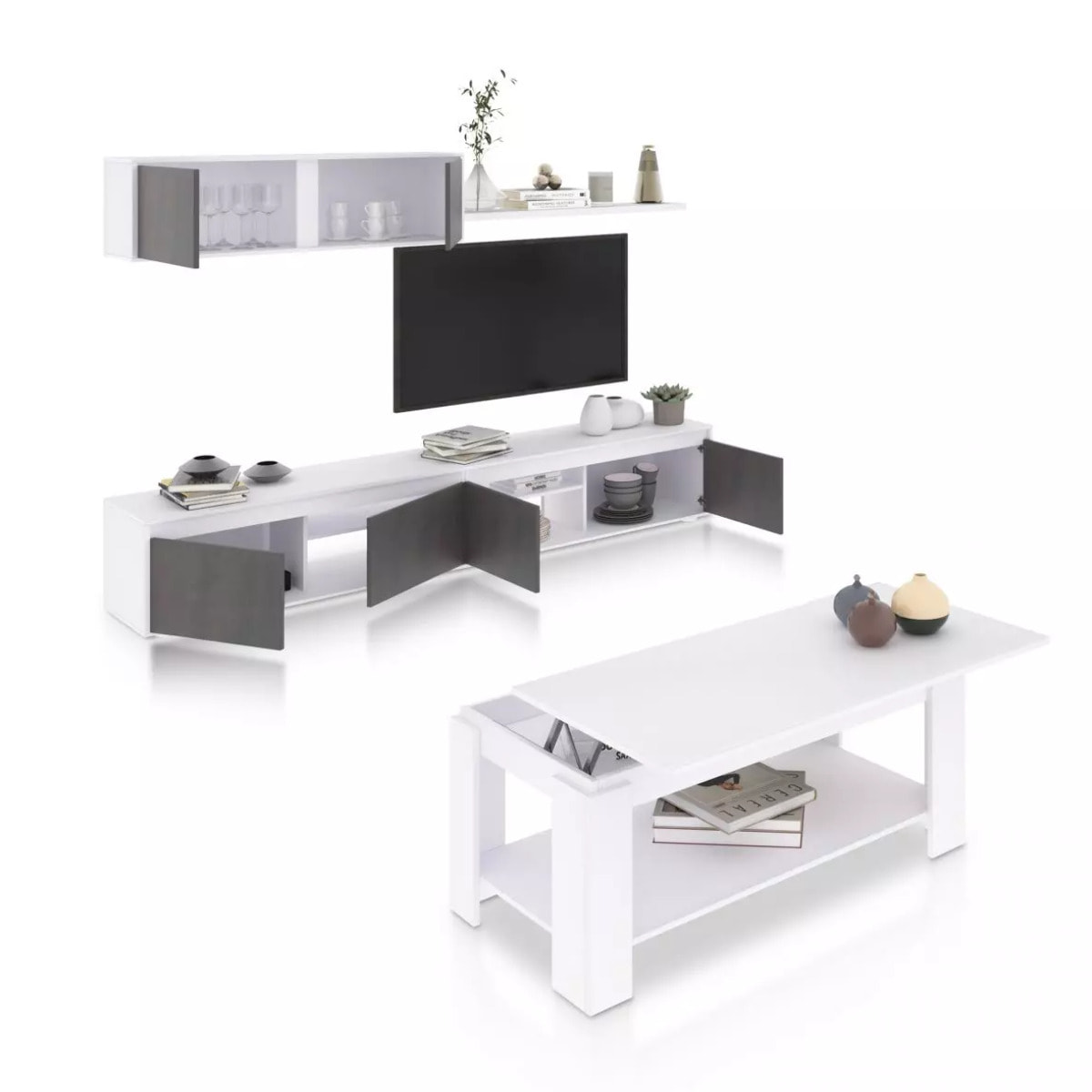 Pack salón con mesa de centro Arlet Plus Blanco Artik (Blanco Mate) - Óxido