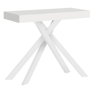 Console extensible 90x40/300 cm Krack frêne blanc pieds blancs