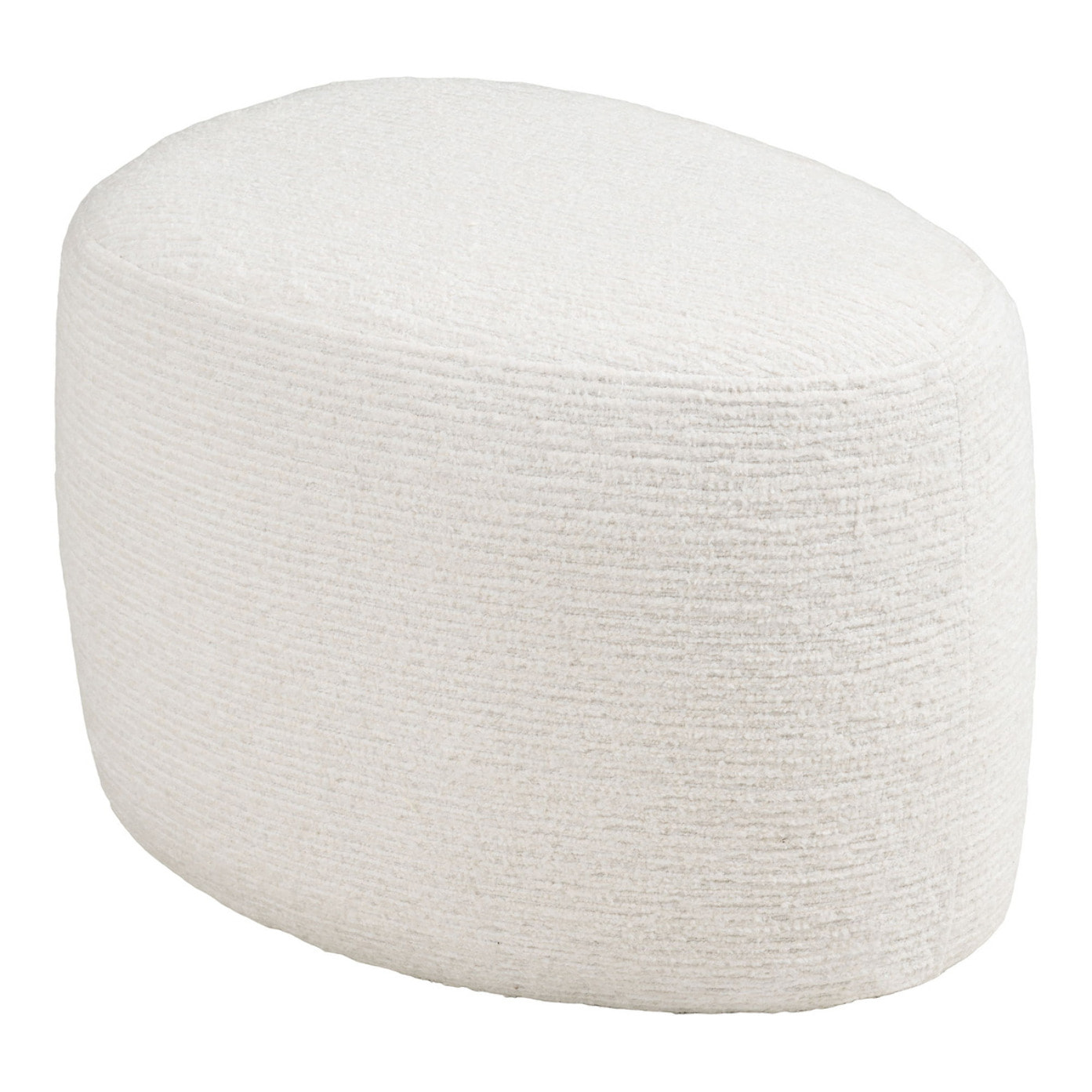 Hilo - Pouf in chenille bianco panna 55x40x39 cm
