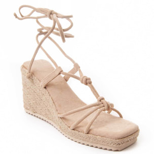 Sandalias de Cuña - Beige - Altura: 9 cm