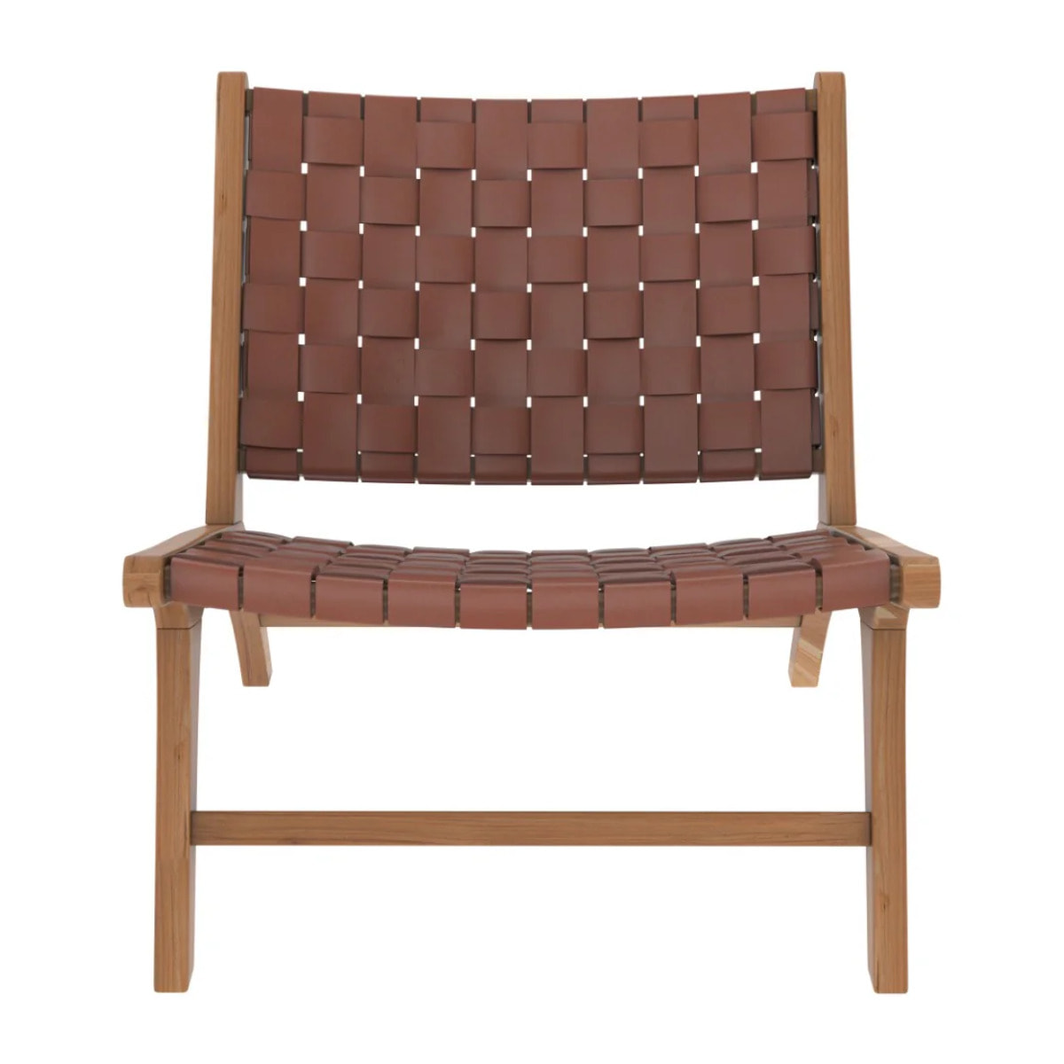 Fauteuil en teck et cuir tressé marron - Kuna
