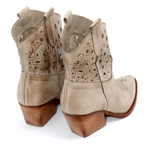 Stivaletti texani in vera pelle nabuk laserata