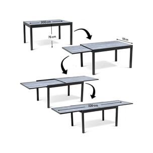 Salon de jardin repas extensible "Lagos" - 200/320 cm - Taupe - 12 places